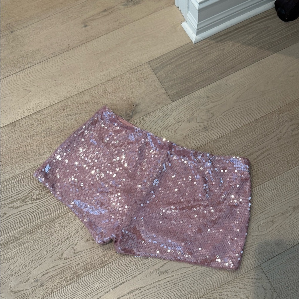 Peppermayo Pink Sequin High Waist Shorts